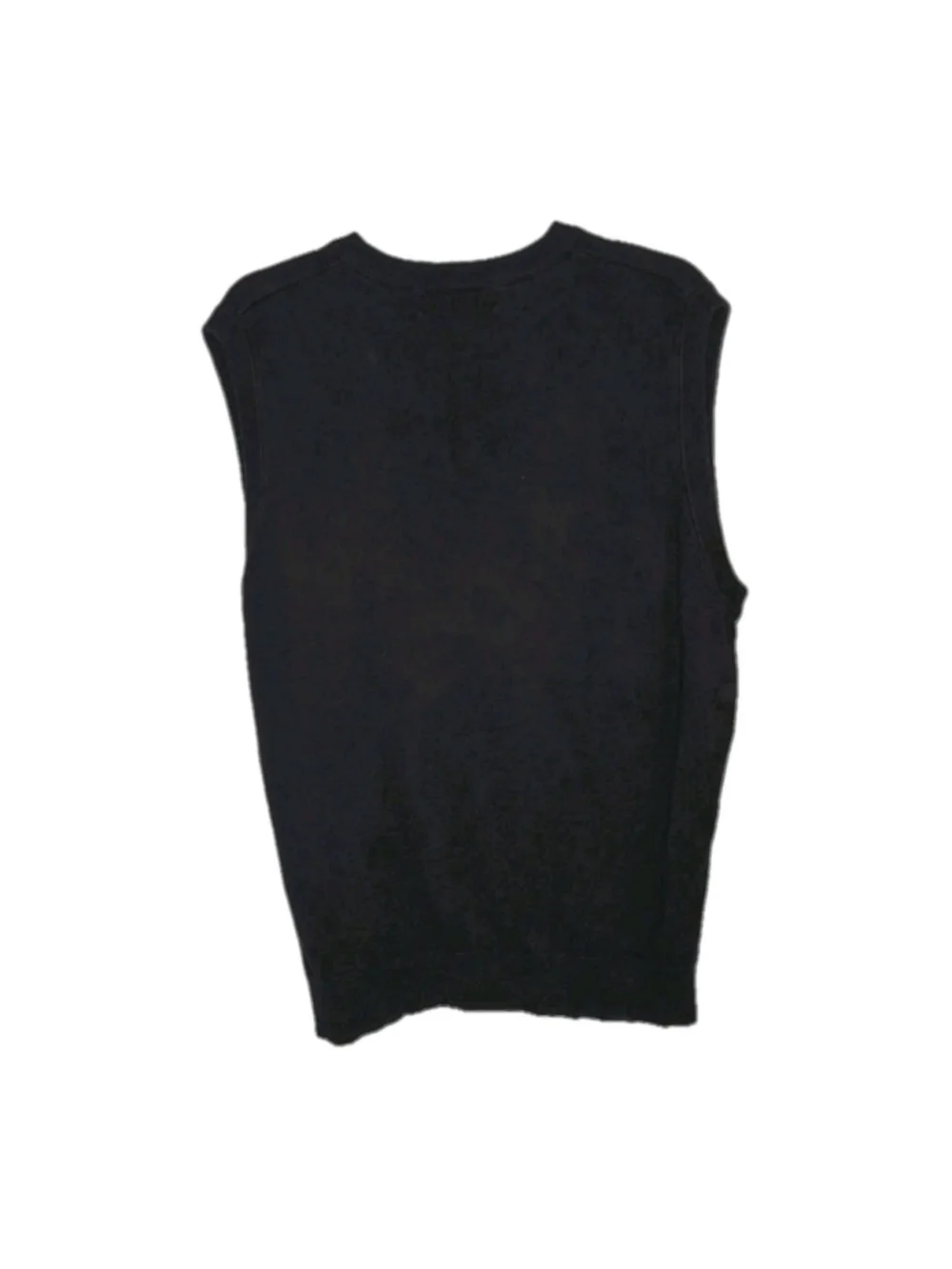 Oscar de la Renta Mens Sweater Vest Large Black Gray Argyle Cotton V-Neck